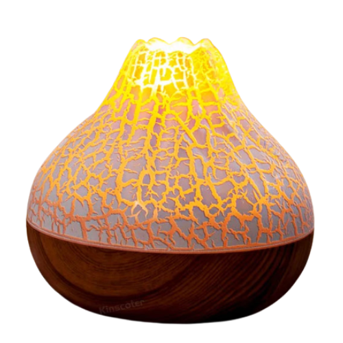 Umidificador Vulcão 300ml com LED 7 Cores e Difusor USB de Aromaterapia