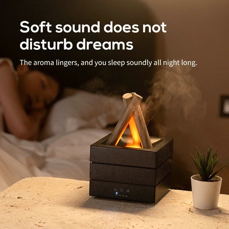 Umidificador de Chama 280ml com Aromaterapia, Controle Remoto e Luz Colorida USB