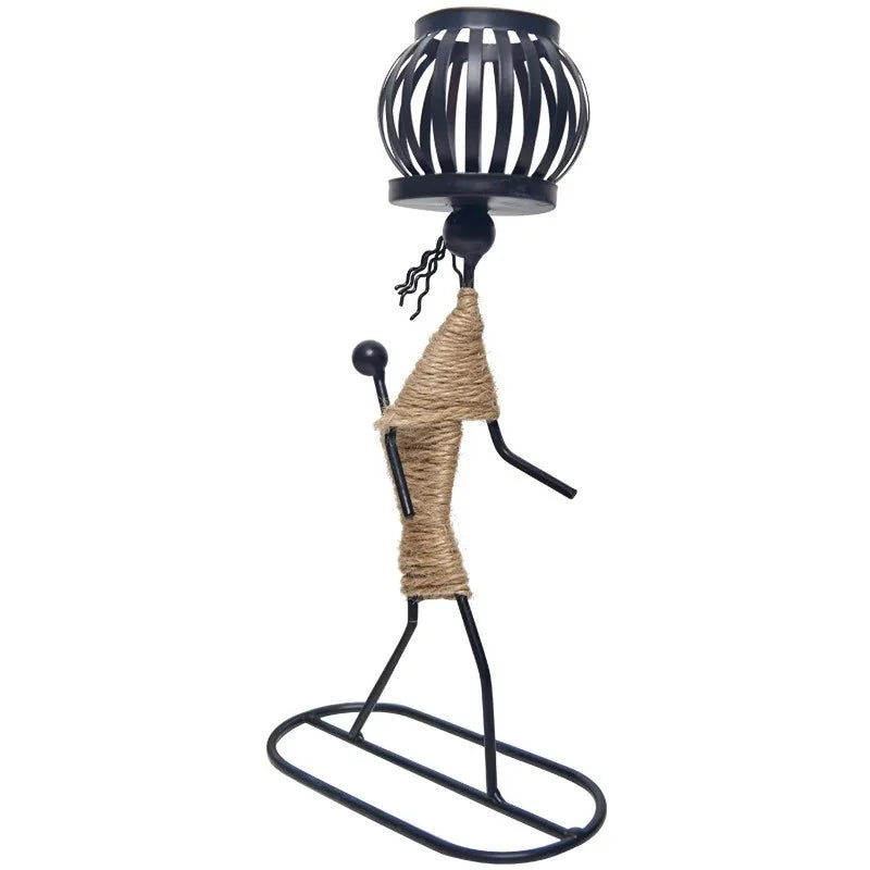 Castiçal Escultura Abstrata Nórdica – Porta-Vela de Metal Artesanal para Decoração Moderna