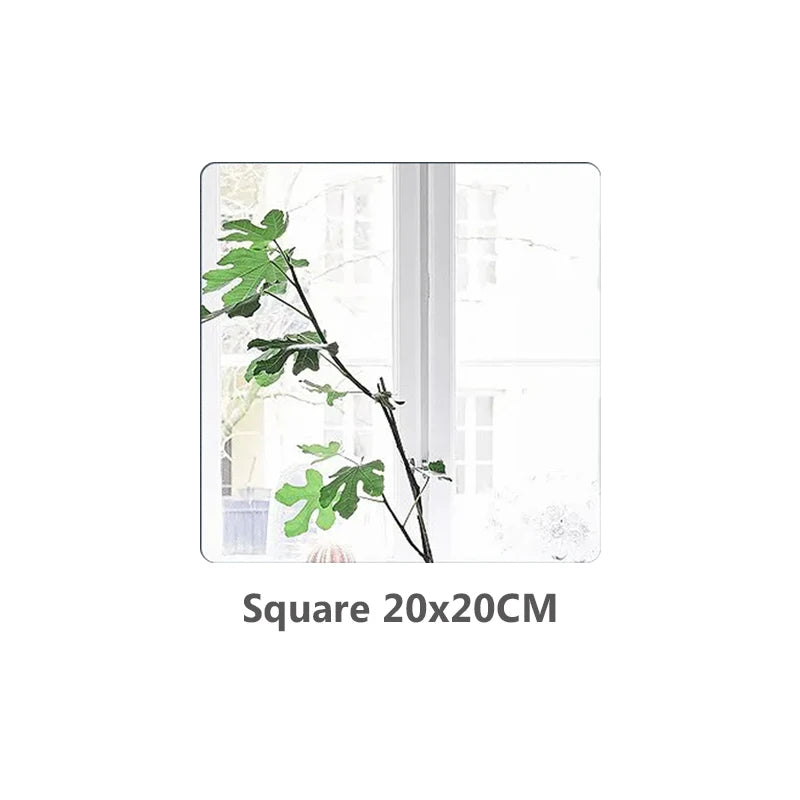 Espelhos Decorativos Adesivos Redondos e Quadrados – Mini Espelhos Flexíveis em Acrílico para Parede e Móveis
