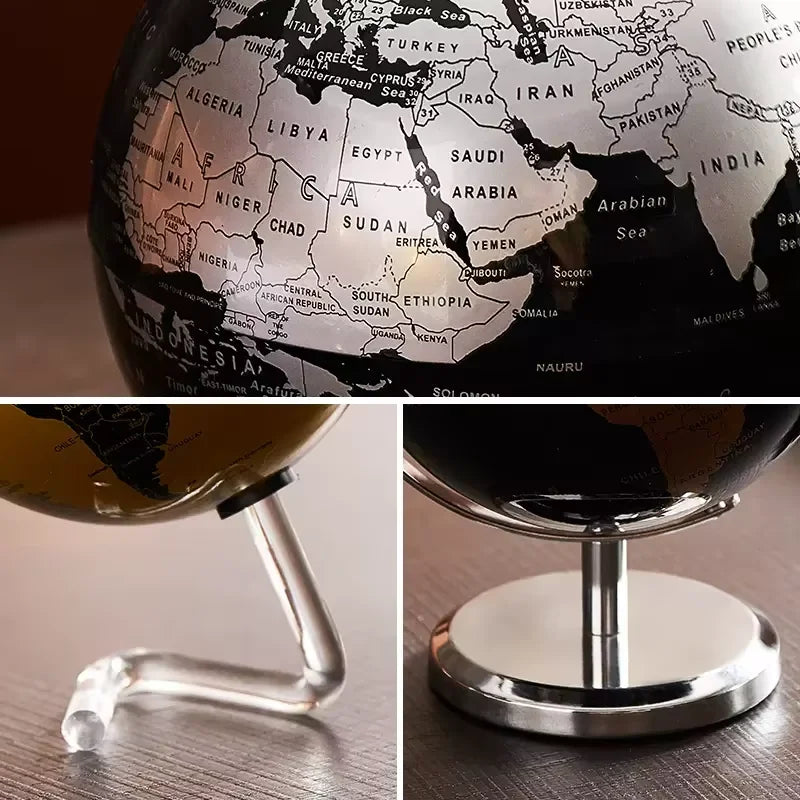 Globo Terrestre Metálico Giratório – Obra Decorativa Criativa para Educação e Decoração