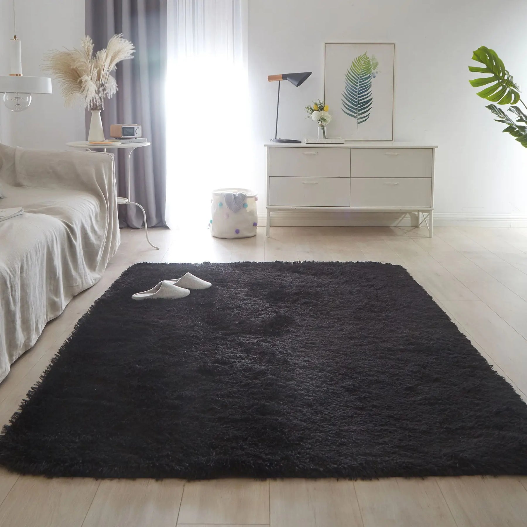Tapete Peludo Nórdico – Macio, Antiderrapante e Moderno para Quarto e Sala de Estar