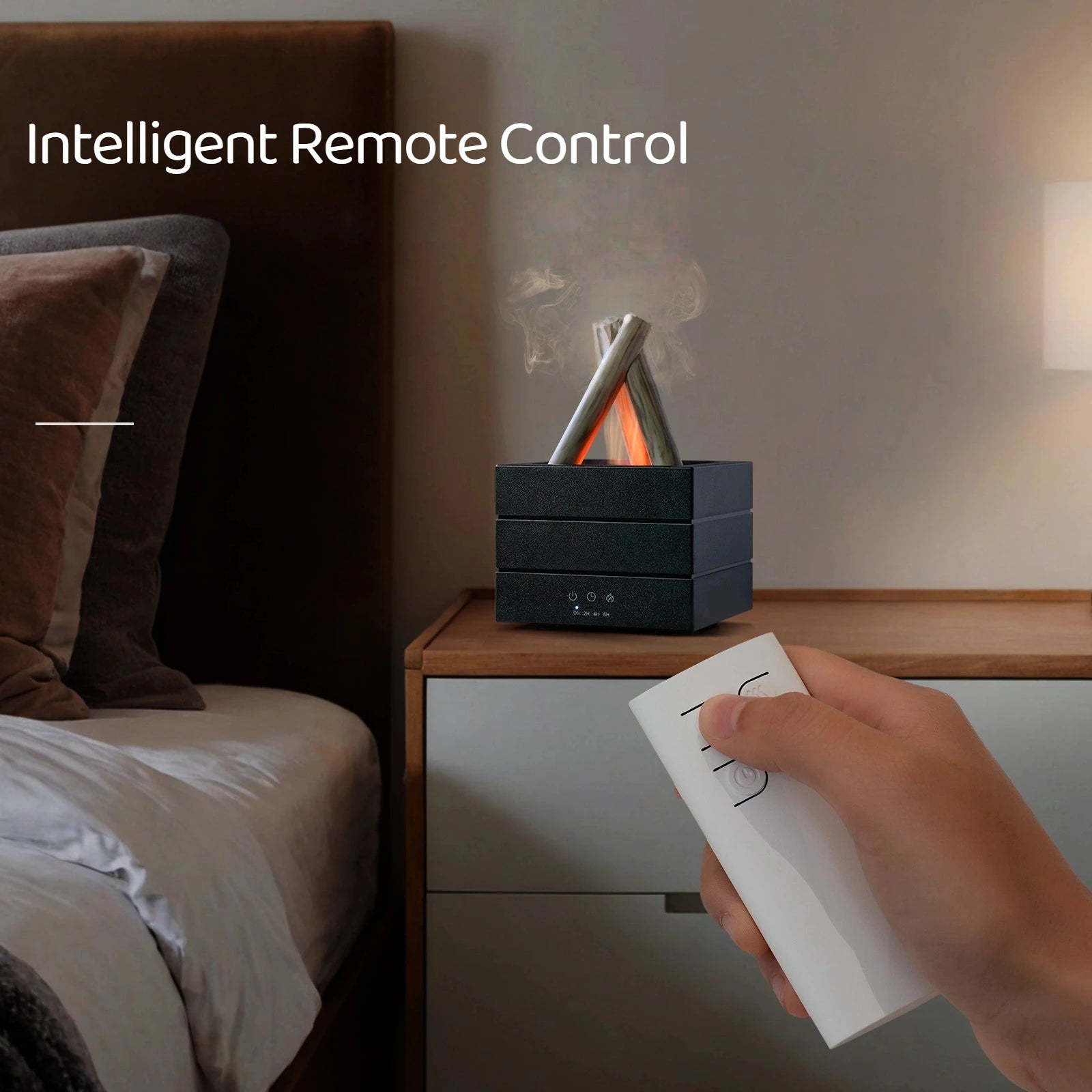 Umidificador de Chama 280ml com Aromaterapia, Controle Remoto e Luz Colorida USB