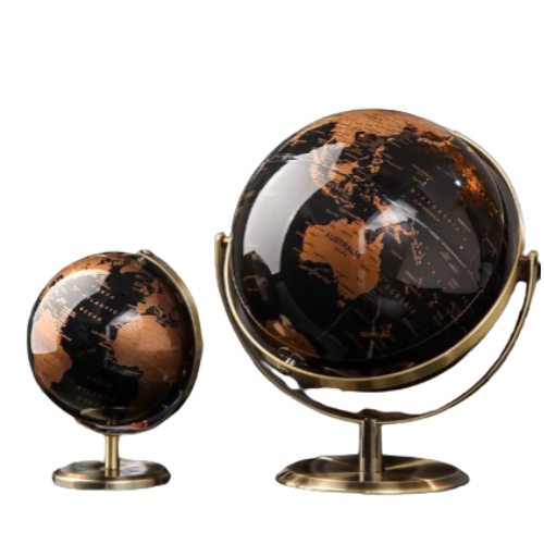 Globo Terrestre Metálico Giratório – Obra Decorativa Criativa para Educação e Decoração