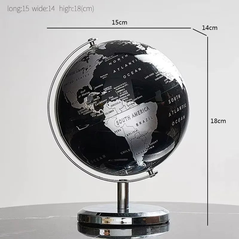 Globo Terrestre Metálico Giratório – Obra Decorativa Criativa para Educação e Decoração