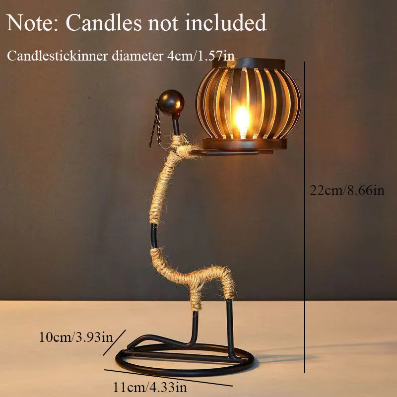 Castiçal Escultura Abstrata Nórdica – Porta-Vela de Metal Artesanal para Decoração Moderna