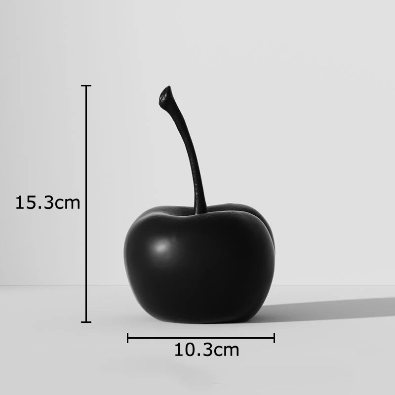 Esculturas Decorativas Frutas Listradas – Maçã e Abacaxi em Resina Minimalista Preto e Branco