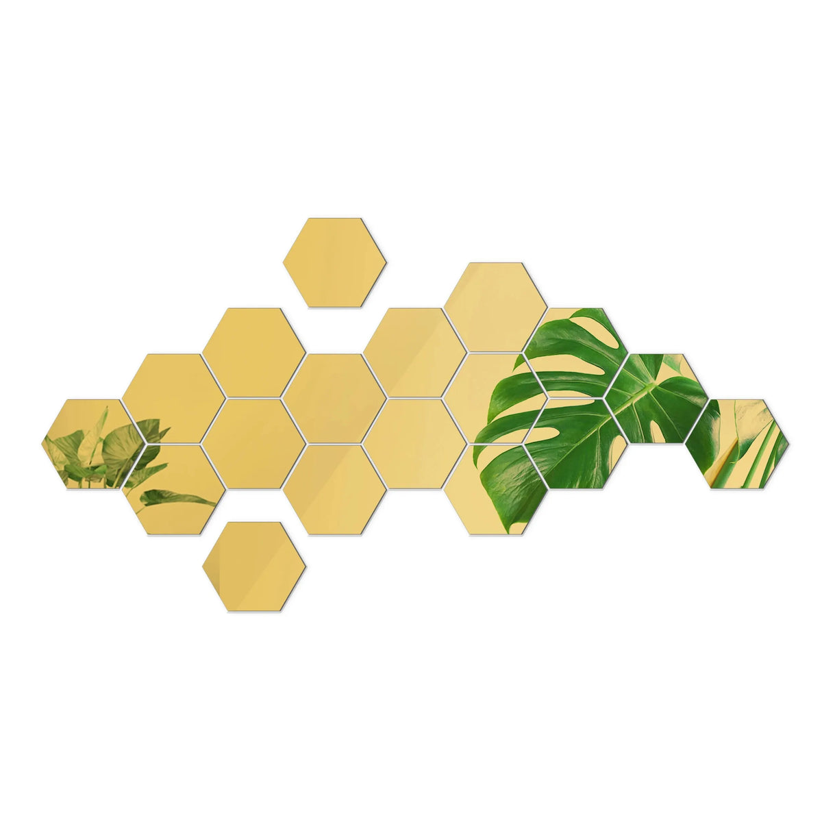 Kit com 12 Espelhos Decorativos Hexagonais – Adesivos Geométricos Removíveis para Parede (DIY)