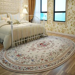 Tapete Oval de Pelúcia – Estilo Europeu Floral Pastoral