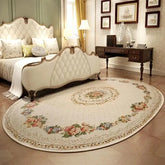 Tapete Oval de Pelúcia – Estilo Europeu Floral Pastoral