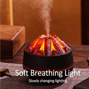 Umidificador Chama de Carvão 300ml com Aromaterapia e Luz Noturna