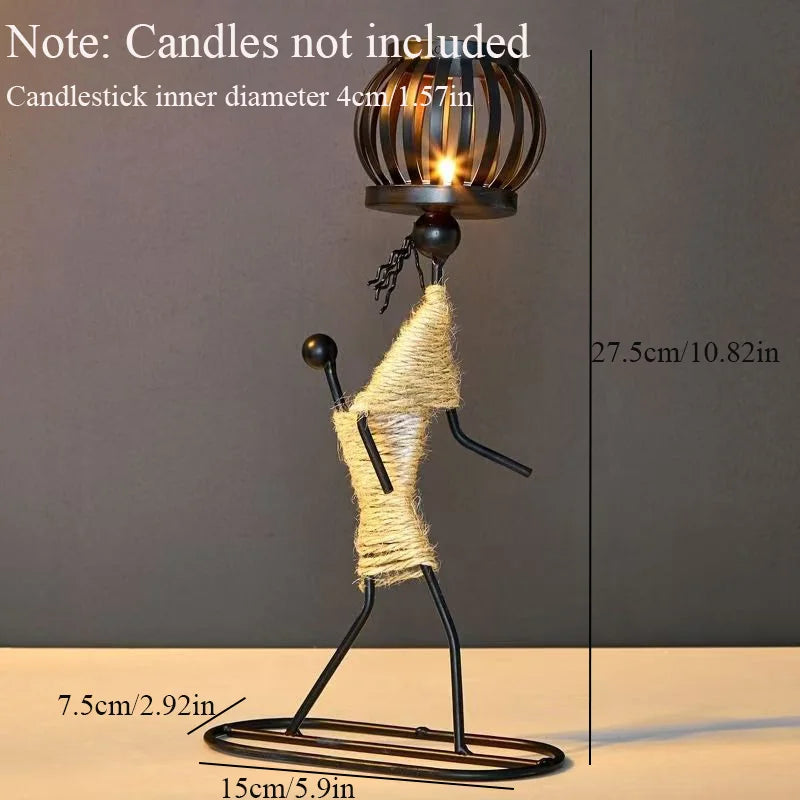 Castiçal Escultura Abstrata Nórdica – Porta-Vela de Metal Artesanal para Decoração Moderna
