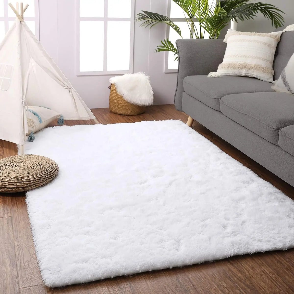 Tapete Peludo Nórdico – Macio, Antiderrapante e Moderno para Quarto e Sala de Estar