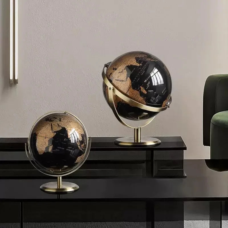 Globo Terrestre Metálico Giratório – Obra Decorativa Criativa para Educação e Decoração