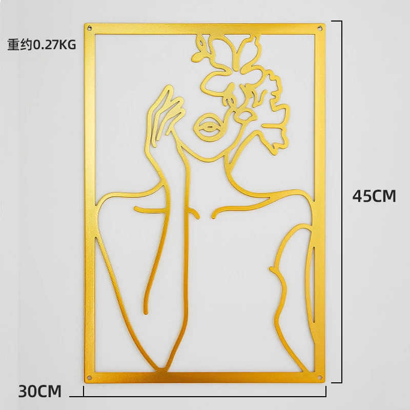 Painel Decorativo Feminino Vazado em Metal – Arte de Parede Moderna para Casa