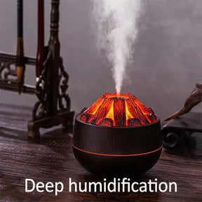 Umidificador Chama de Carvão 300ml com Aromaterapia e Luz Noturna
