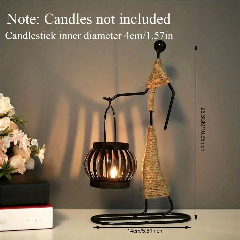 Castiçal Escultura Abstrata Nórdica – Porta-Vela de Metal Artesanal para Decoração Moderna